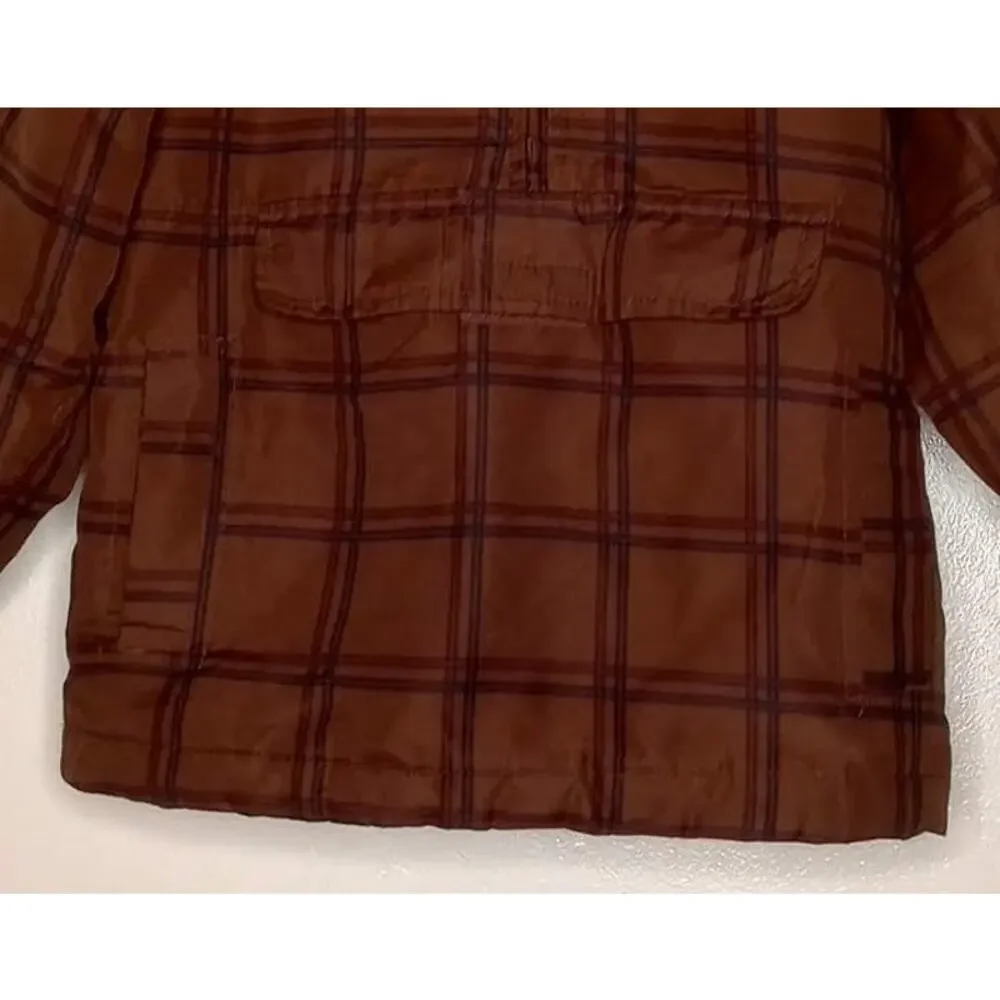 Oshkosh b'gosh Brown Plaid Hooded Fall Pullover Jacket 12